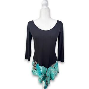 Eva Varro Asymmetrical Tunic Top Slinky Jersey Abstract Colorblock Lagenlook M